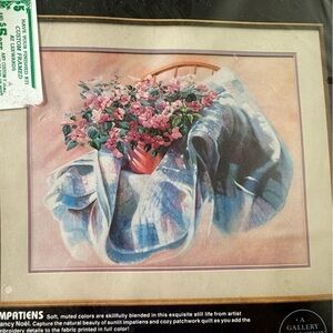Vintage Dimensions Pink Blue Impatiens Floral Still Life Crewel Embroidery Kit